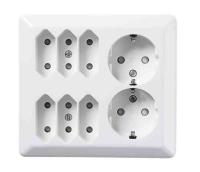 Wall socket 2+6-way socket 16A