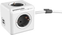 Grenuttag, kub, kombi, jordat + USB A, PowerCube Extended