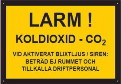 LARM KOLDIOXID - CO2 SKYLT 210 X 148. PLAST