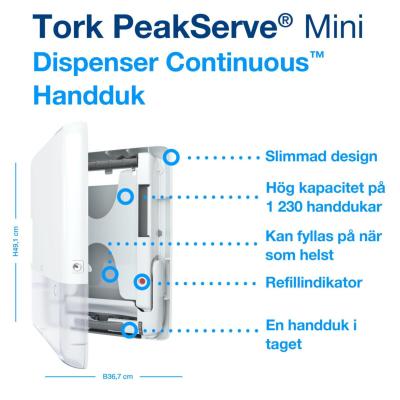 DISPENSER MINI TORK PEAKSERVE® MINI DISPENSER HANDDUK H5 VIT