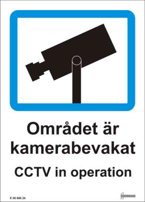 DEKAL OMR. ÄR KAMERAÖVERVAKAT AL, CCTV IN OPERAT., SJÄLVHÄFT