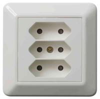 Wall socket 3-way socket EURO flush-mounted 16A